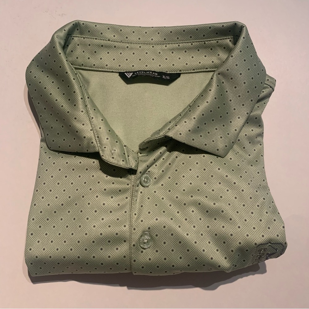 LevelWear Mens Golf Polo Shirt TPC Scottsdale Green Dots All Over XL Extra Large